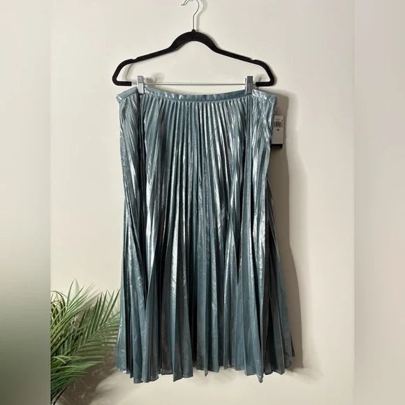 Lauren Ralph Lauren Pleated Metallic Chiffon Midi Skirt Women's 14W - Picture 4 of 8